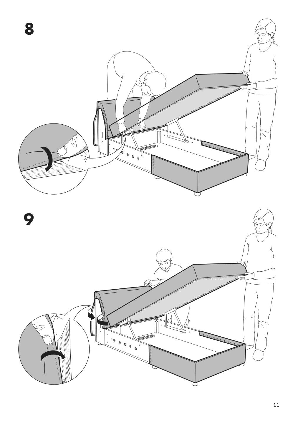 Assembly instructions for IKEA Finnala cover for chaise section orrsta black blue | Page 11 - IKEA FINNALA sectional, 4-seat with chaise 095.757.10