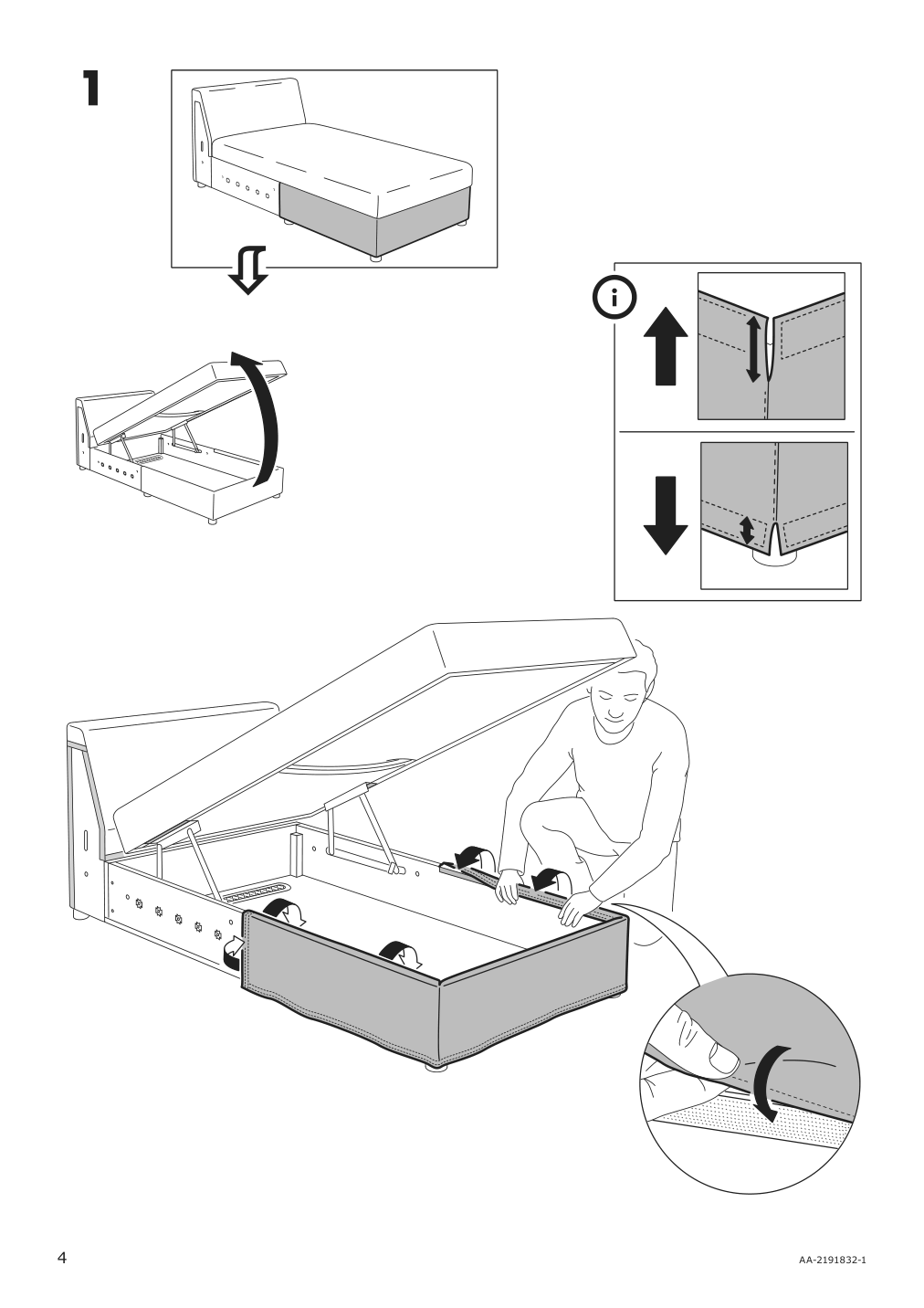 Assembly instructions for IKEA Finnala cover for chaise section gunnared medium gray | Page 4 - IKEA FINNALA sectional, 4-seat 993.192.16