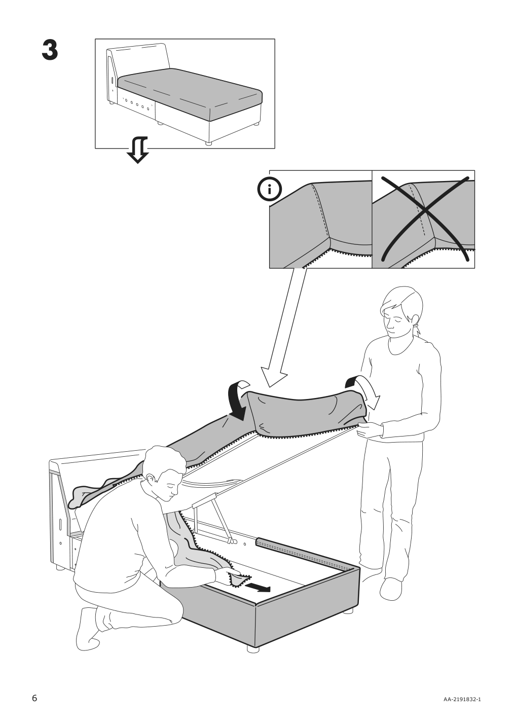 Assembly instructions for IKEA Finnala cover for chaise section gunnared beige | Page 6 - IKEA FINNALA 3-seat sleeper sofa with chaise 095.756.92