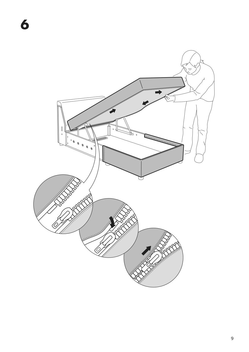 Assembly instructions for IKEA Finnala cover for chaise section tallmyra black gray | Page 9 - IKEA FINNALA sofa with chaise 295.757.33