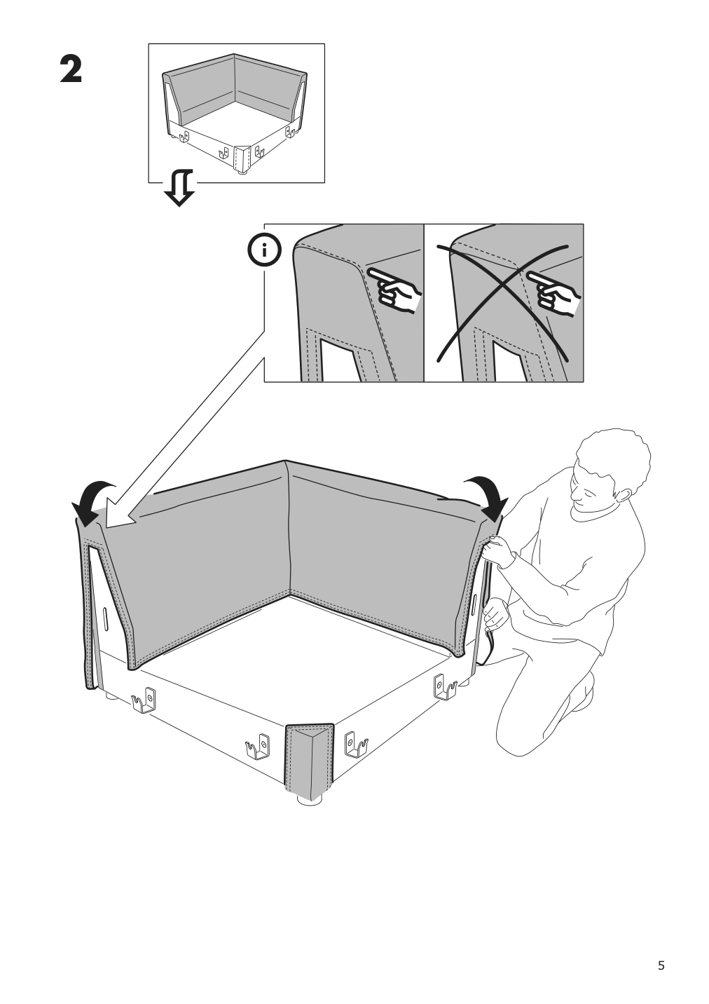 Assembly instructions for IKEA Finnala cover for corner section dalstorp multicolor | Page 5 - IKEA FINNALA sectional, 4-seat corner 093.361.35