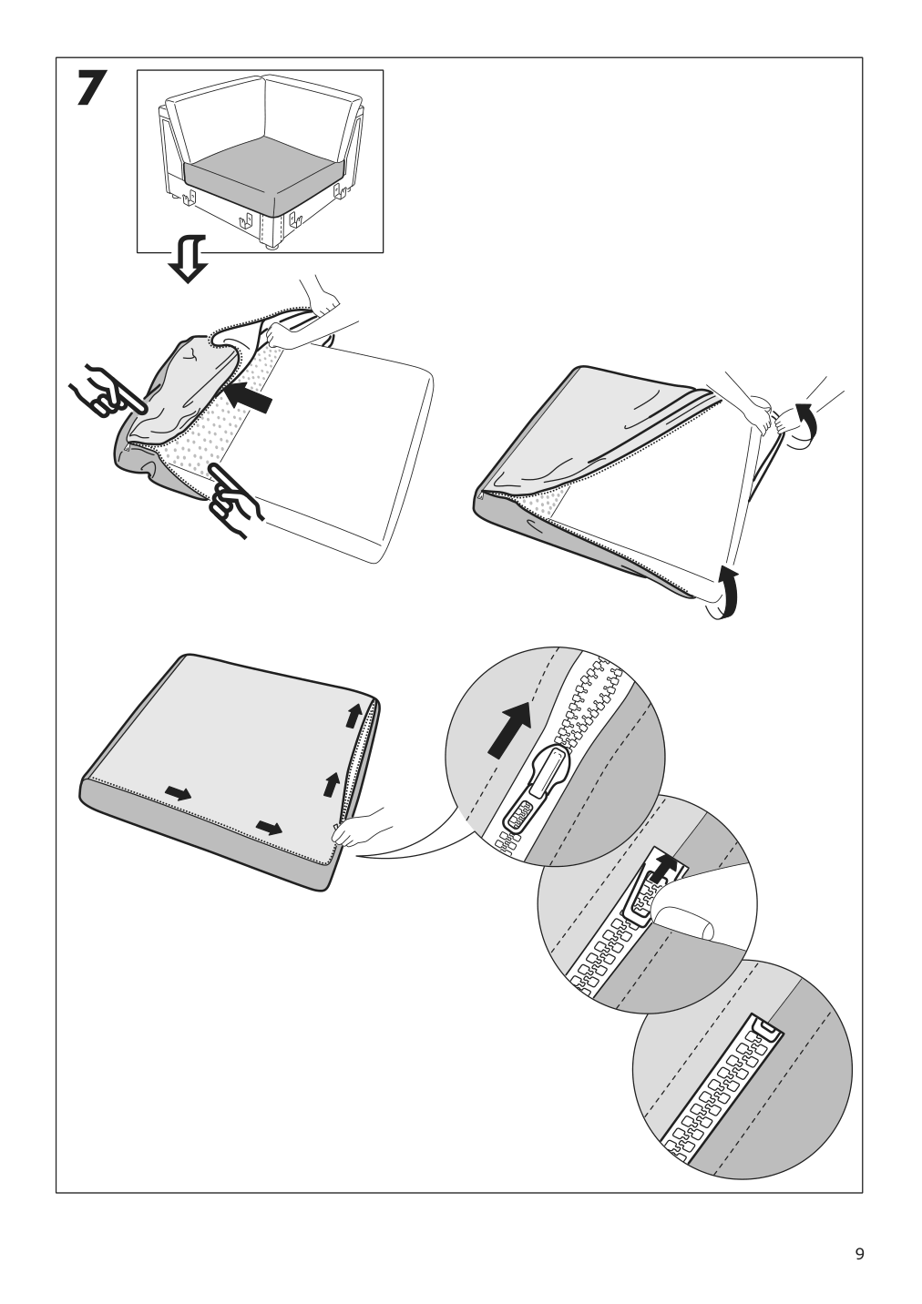 Assembly instructions for IKEA Finnala cover for corner section tallmyra black gray | Page 9 - IKEA FINNALA corner sectional, 5-seat w chaise 995.756.59