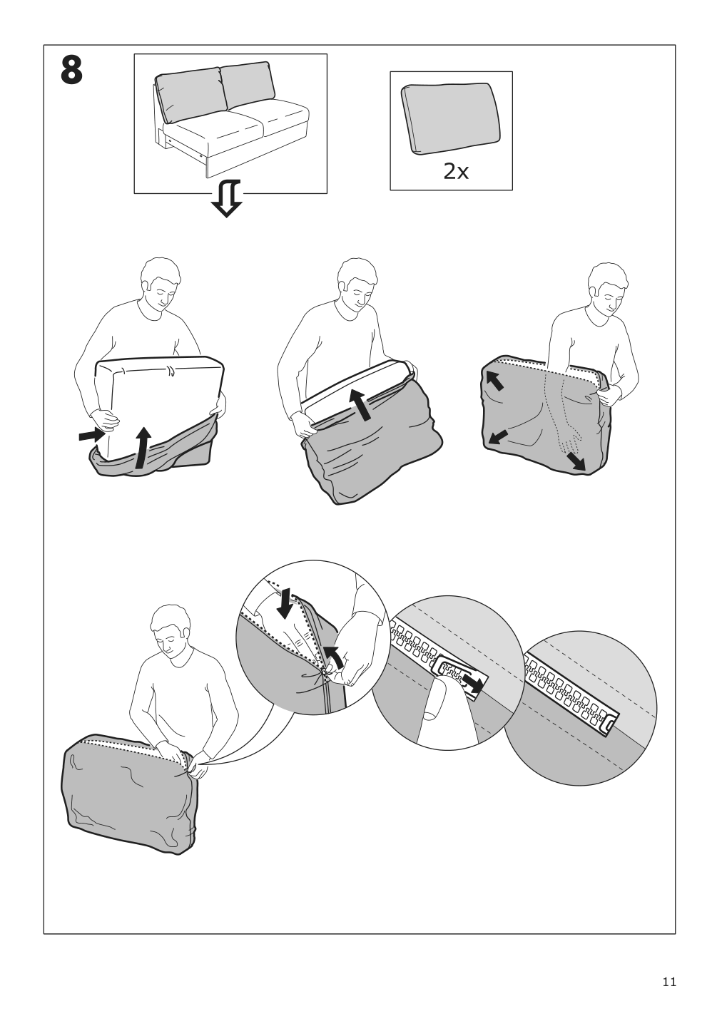 Assembly instructions for IKEA Finnala cover for loveseat section gunnared medium gray | Page 11 - IKEA FINNALA sofa 393.191.01