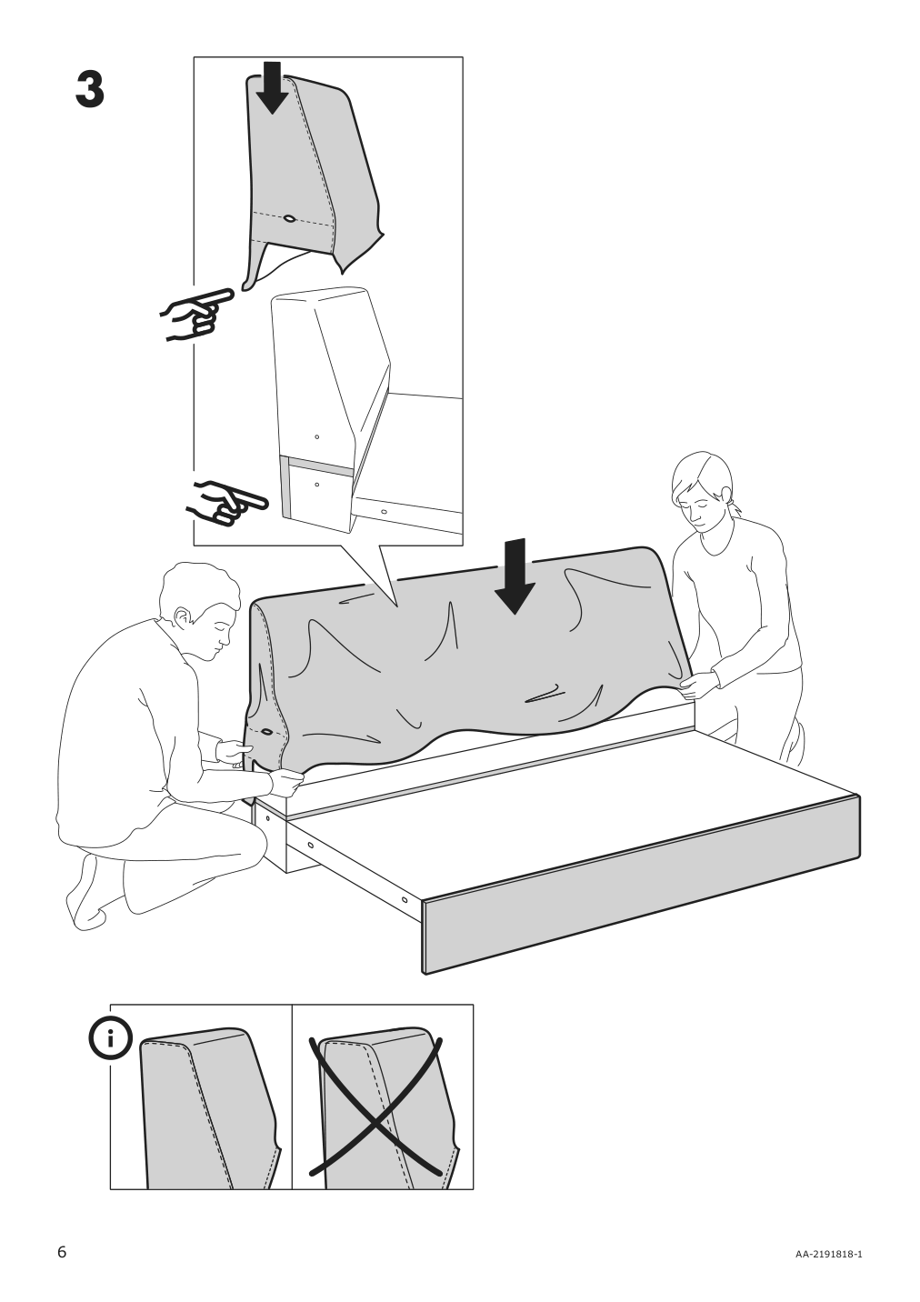 Assembly instructions for IKEA Finnala cover for loveseat section orrsta black blue | Page 6 - IKEA FINNALA cover f/corner sleeper sofa, 5-seat 493.198.60