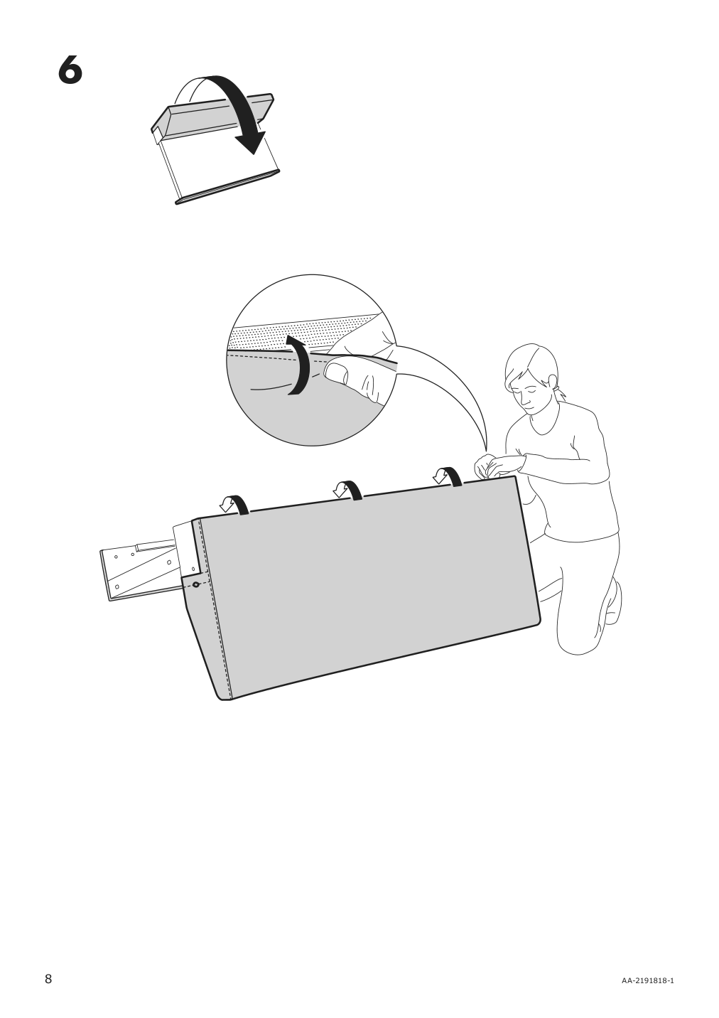 Assembly instructions for IKEA Finnala cover for loveseat section gunnared medium gray | Page 8 - IKEA FINNALA crnr sleeper sofa, 5-seat w chaise 095.756.73