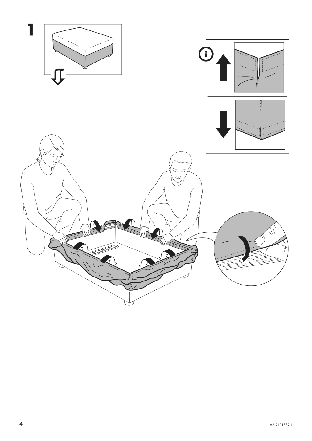 Assembly instructions for IKEA Finnala cover for ottoman with storage orrsta black blue | Page 4 - IKEA FINNALA sectional, 4-seat corner 893.361.41