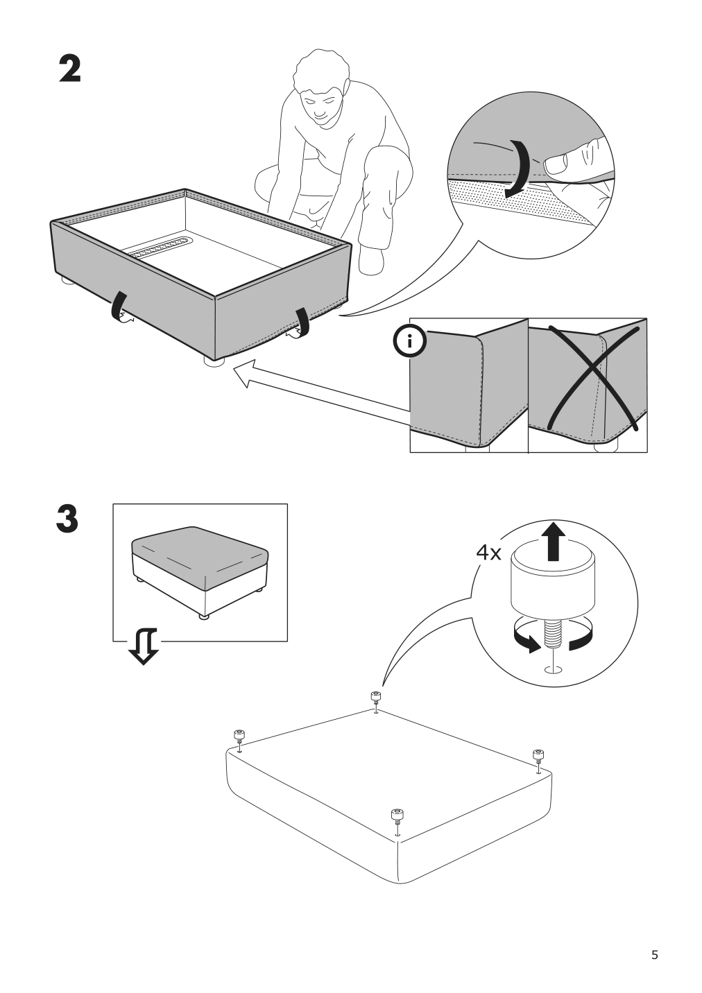 Assembly instructions for IKEA Finnala cover for ottoman with storage tallmyra black gray | Page 5 - IKEA FINNALA sofa 093.190.94