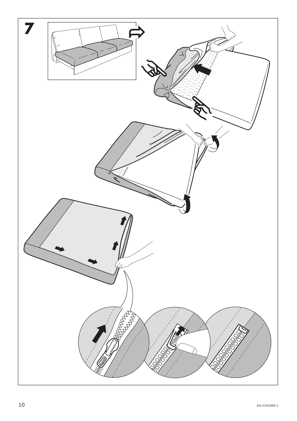 Assembly instructions for IKEA Finnala cover for sofa section tallmyra black gray | Page 10 - IKEA FINNALA sectional, 4-seat 793.192.22