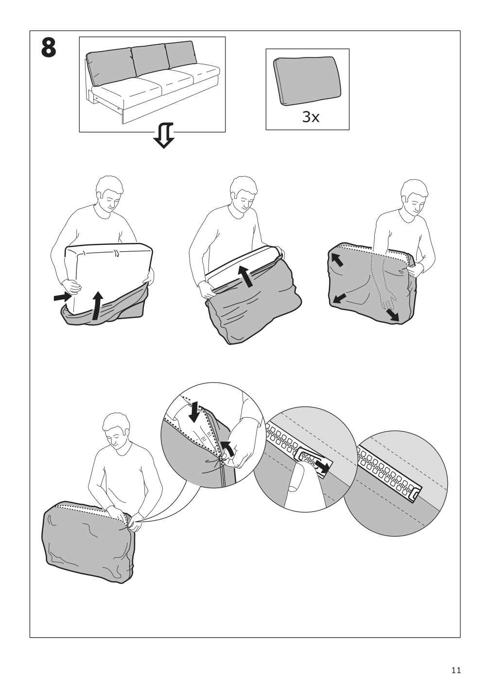 Assembly instructions for IKEA Finnala cover for sofa section orrsta black blue | Page 11 - IKEA FINNALA sectional, 4-seat with chaise 095.757.10