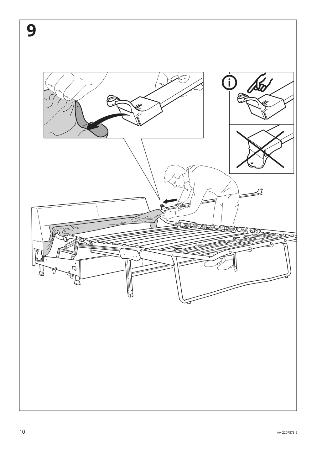 Assembly instructions for IKEA Finnala frame for loveseat sleeper section grann bomstad golden brown | Page 10 - IKEA FINNALA sleeper sofa 595.428.78