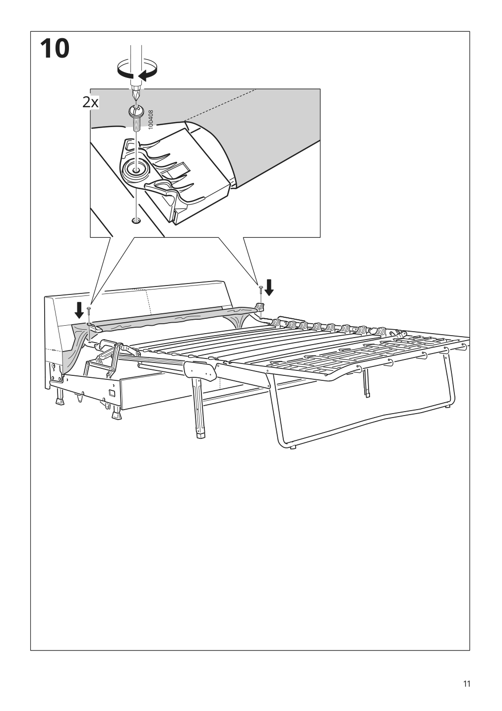 Assembly instructions for IKEA Finnala frame for loveseat sleeper section grann bomstad black | Page 11 - IKEA FINNALA sleeper sofa 995.428.76