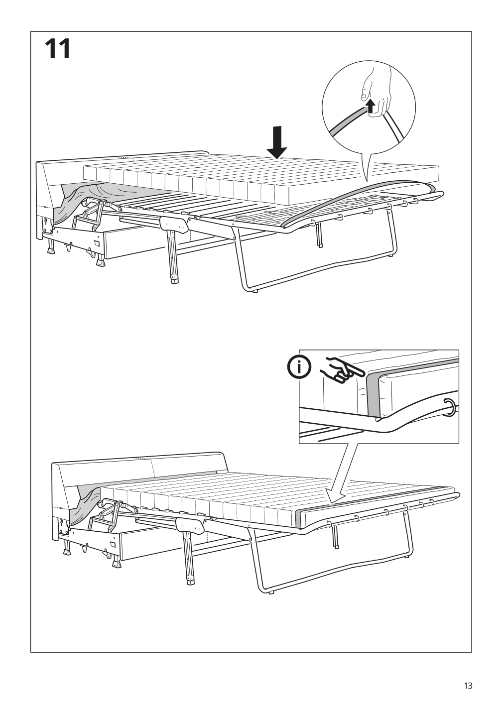 Assembly instructions for IKEA Finnala frame for loveseat sleeper section grann bomstad golden brown | Page 13 - IKEA FINNALA sleeper sofa 595.428.78