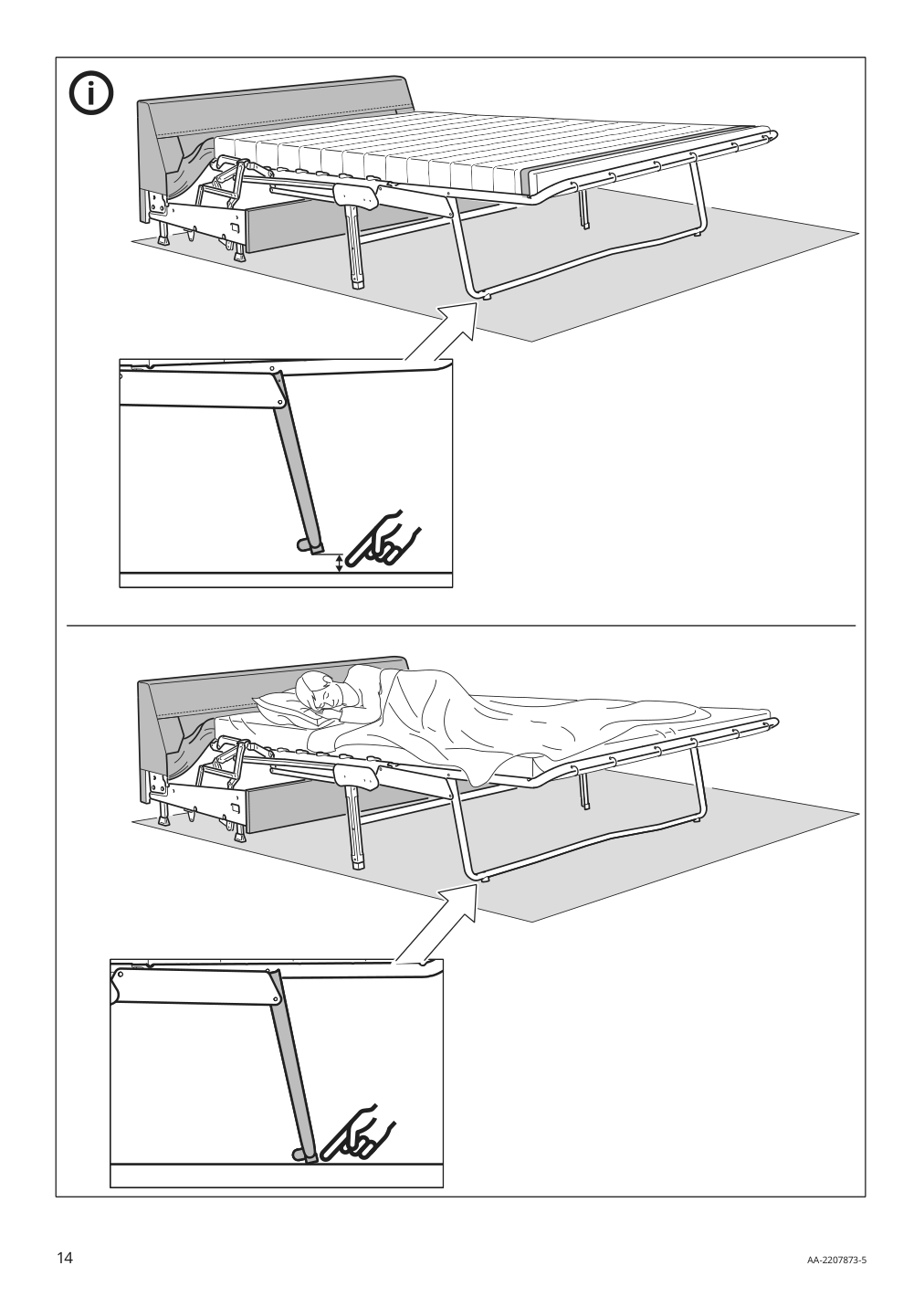 Assembly instructions for IKEA Finnala frame for loveseat sleeper section grann bomstad black | Page 14 - IKEA FINNALA corner sleeper sofa, 5-seat 295.428.08