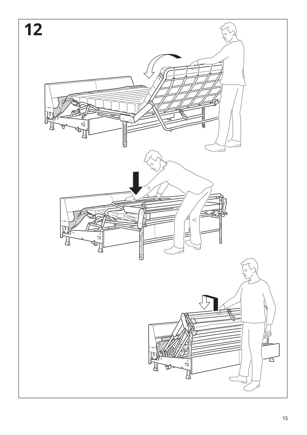 Assembly instructions for IKEA Finnala frame for loveseat sleeper section grann bomstad golden brown | Page 15 - IKEA FINNALA 3-seat sleeper sofa with chaise 295.756.86