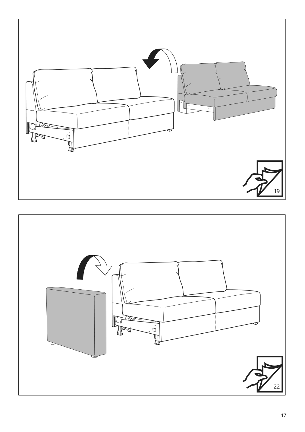 Assembly instructions for IKEA Finnala frame for loveseat sleeper section grann bomstad black | Page 17 - IKEA FINNALA corner sleeper sofa, 5-seat 295.428.08