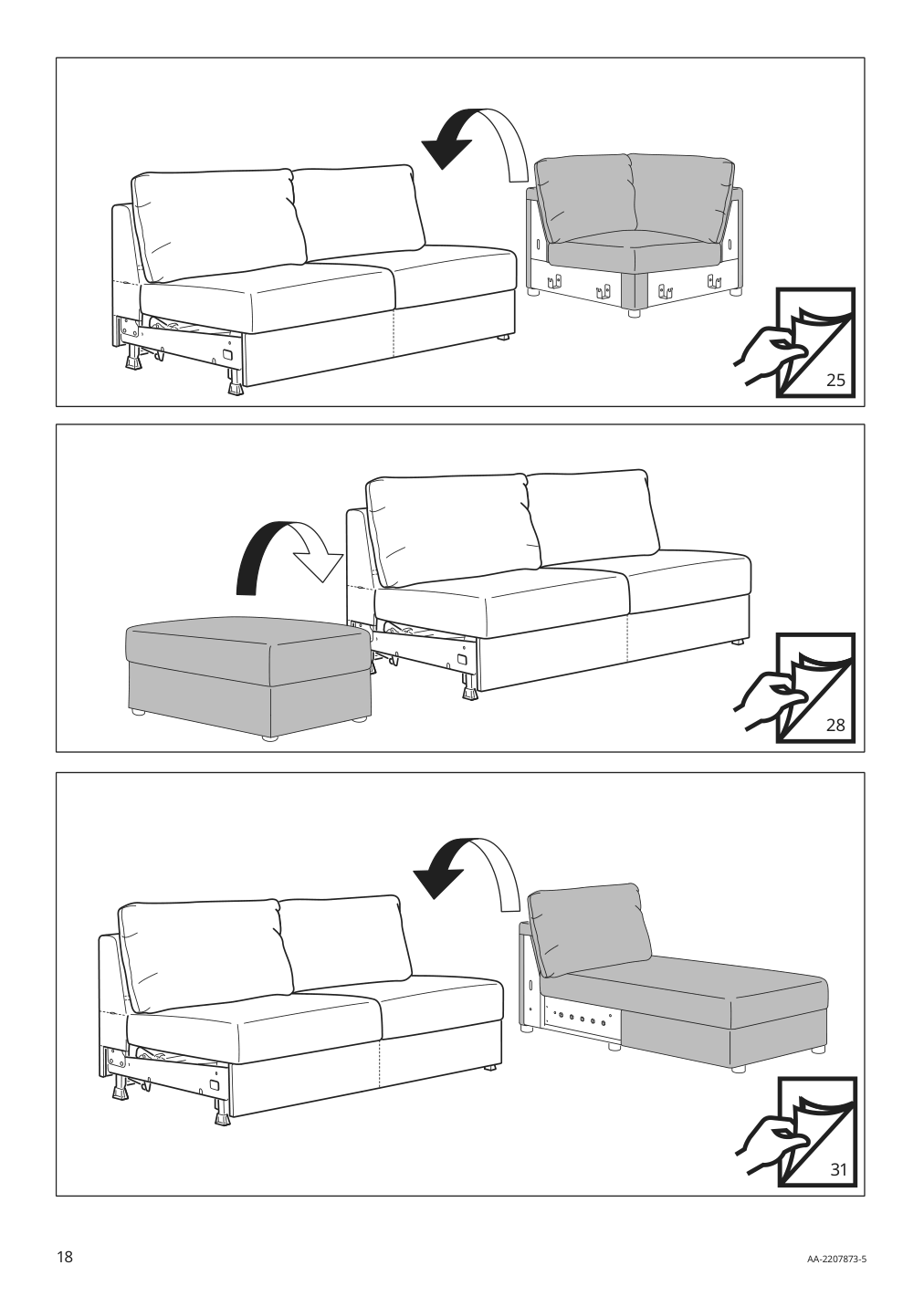 Assembly instructions for IKEA Finnala frame for loveseat sleeper section grann bomstad golden brown | Page 18 - IKEA FINNALA sleeper sofa 595.428.78