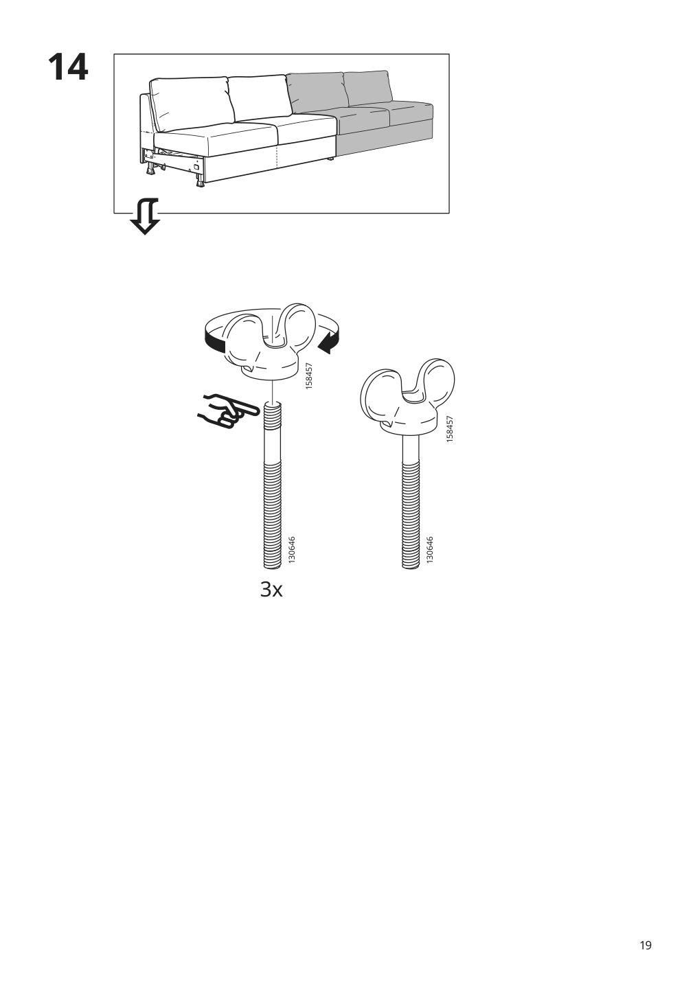 Assembly instructions for IKEA Finnala frame for loveseat sleeper section grann bomstad golden brown | Page 19 - IKEA FINNALA sleeper sofa 595.428.78