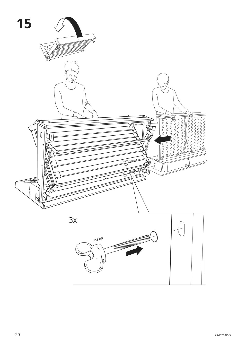 Assembly instructions for IKEA Finnala frame for loveseat sleeper section grann bomstad golden brown | Page 20 - IKEA FINNALA crnr sleeper sofa, 5-seat w chaise 495.756.71