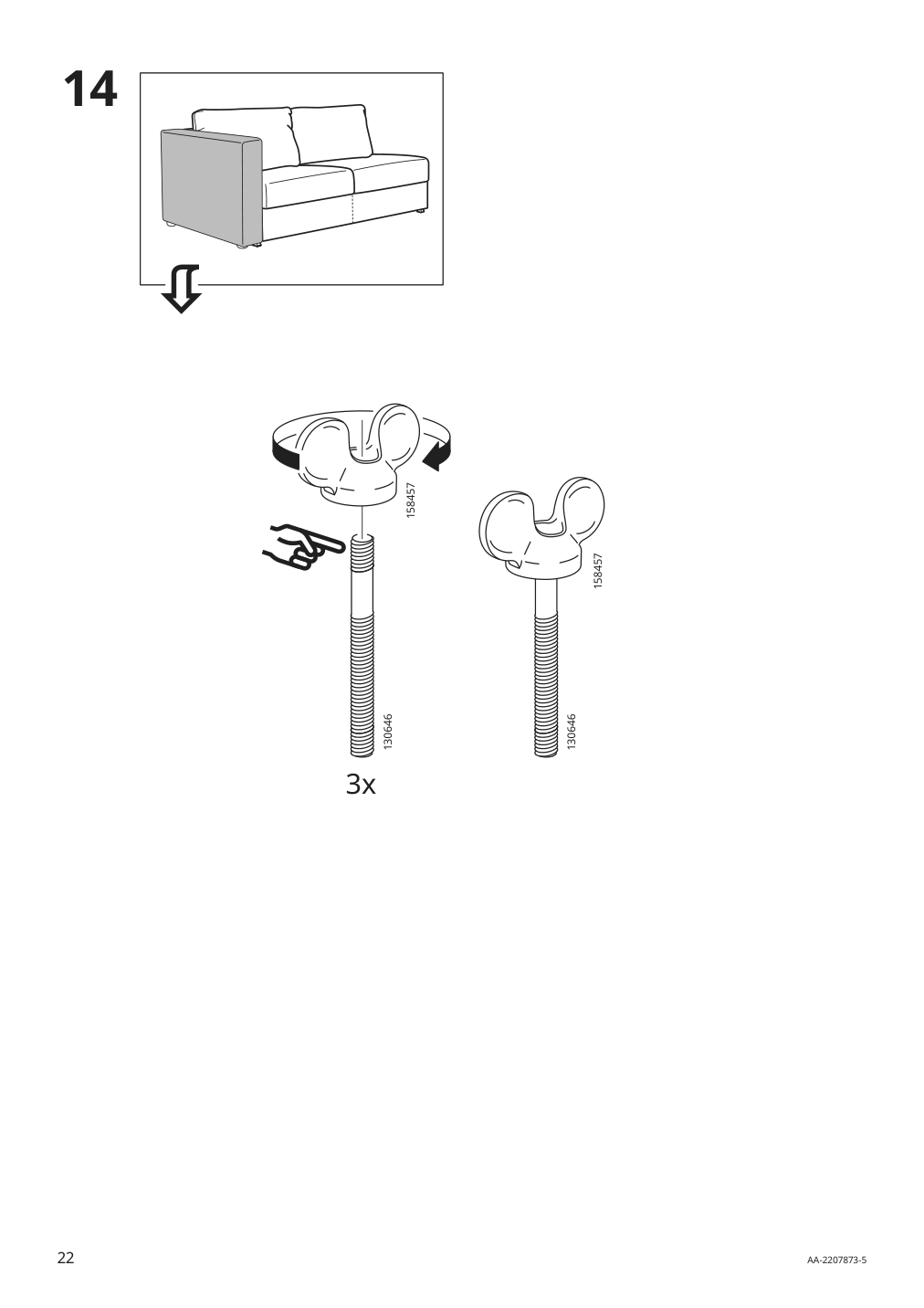 Assembly instructions for IKEA Finnala frame for loveseat sleeper section grann bomstad black | Page 22 - IKEA FINNALA crnr sleeper sofa, 5-seat w chaise 695.756.70