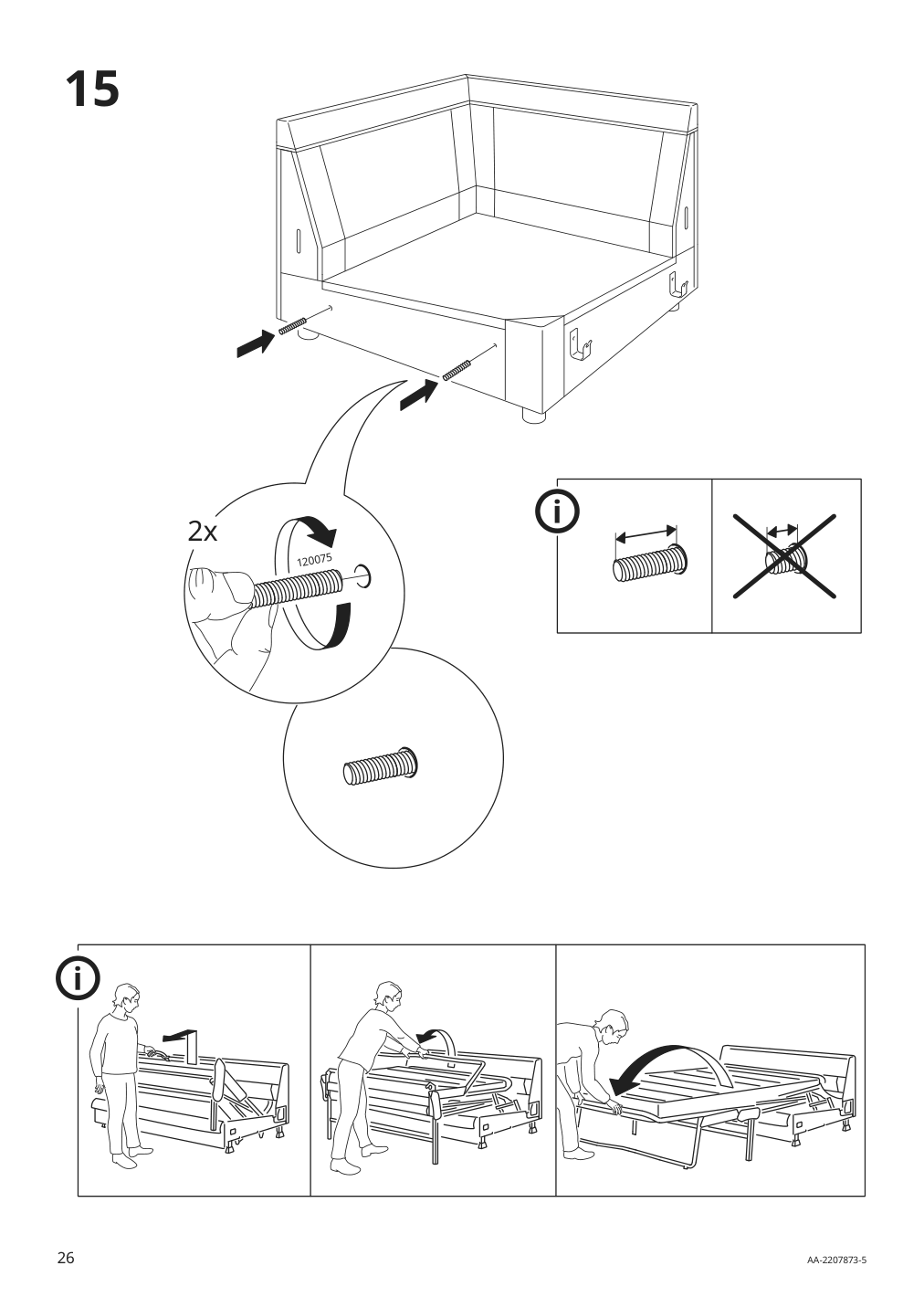 Assembly instructions for IKEA Finnala frame for loveseat sleeper section grann bomstad golden brown | Page 26 - IKEA FINNALA 3-seat sleeper sofa with chaise 295.756.86