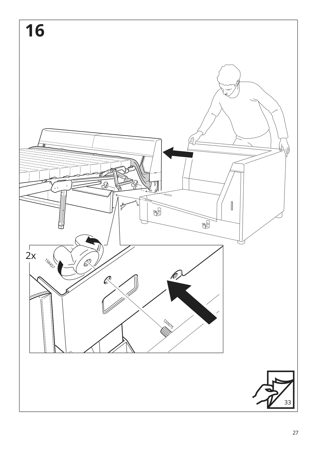 Assembly instructions for IKEA Finnala frame for loveseat sleeper section grann bomstad black | Page 27 - IKEA FINNALA 3-seat sleeper sofa with chaise 495.756.85