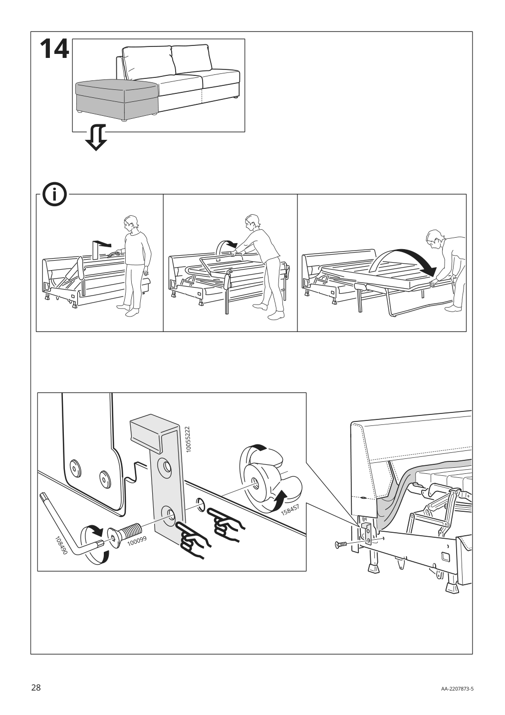 Assembly instructions for IKEA Finnala frame for loveseat sleeper section grann bomstad golden brown | Page 28 - IKEA FINNALA sleeper sofa 595.428.78