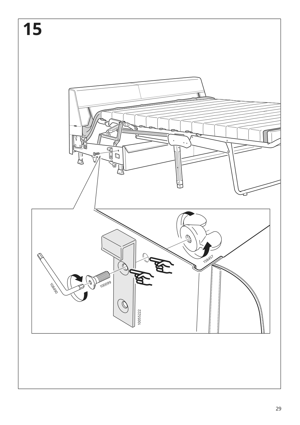 Assembly instructions for IKEA Finnala frame for loveseat sleeper section grann bomstad golden brown | Page 29 - IKEA FINNALA crnr sleeper sofa, 5-seat w chaise 495.756.71