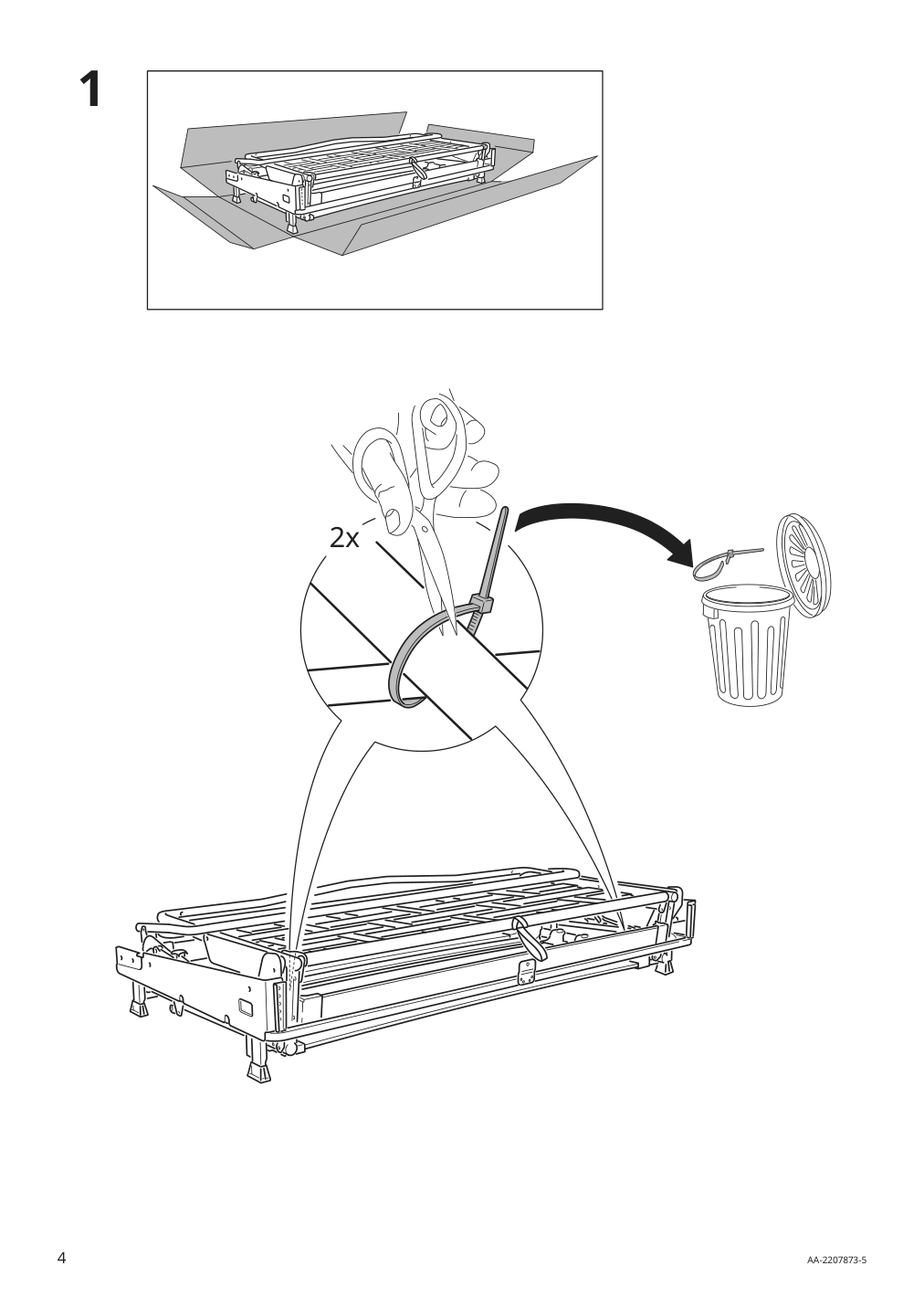 Assembly instructions for IKEA Finnala frame for loveseat sleeper section grann bomstad golden brown | Page 4 - IKEA FINNALA 3-seat sleeper sofa with chaise 295.756.86