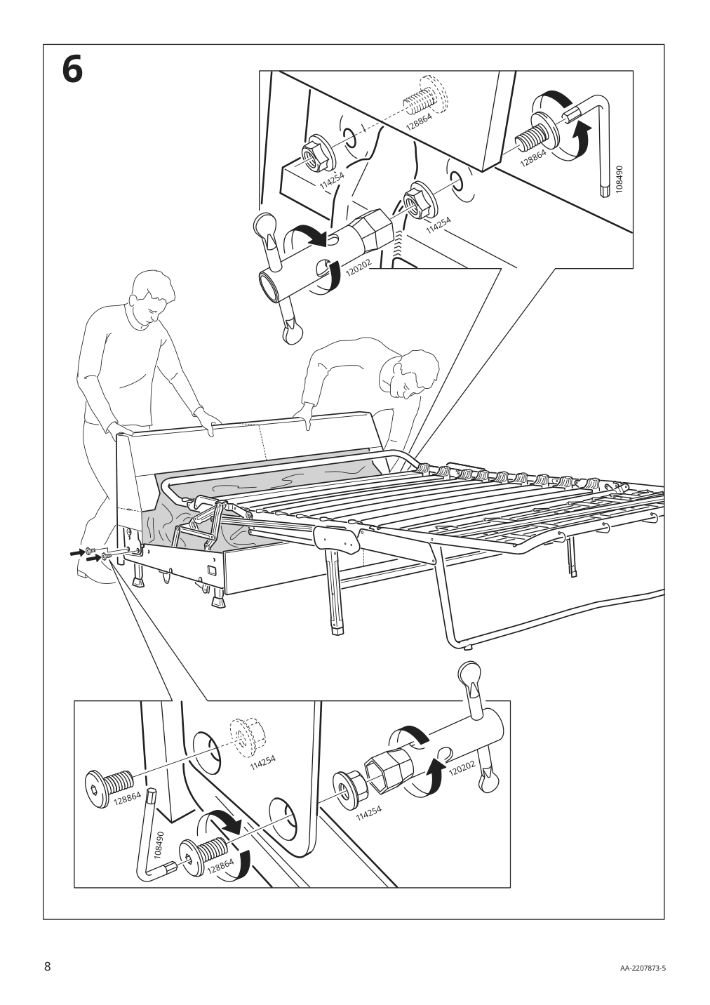 Assembly instructions for IKEA Finnala frame for loveseat sleeper section grann bomstad black | Page 8 - IKEA FINNALA corner sleeper sofa, 5-seat 295.428.08