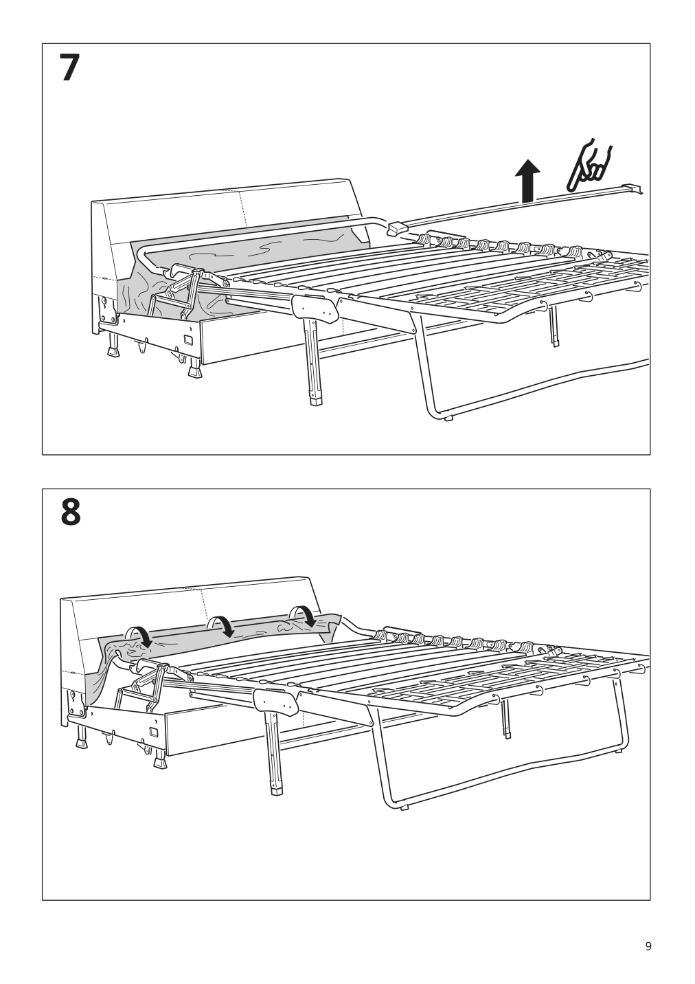 Assembly instructions for IKEA Finnala frame for loveseat sleeper section grann bomstad black | Page 9 - IKEA FINNALA sleeper sofa 995.428.76