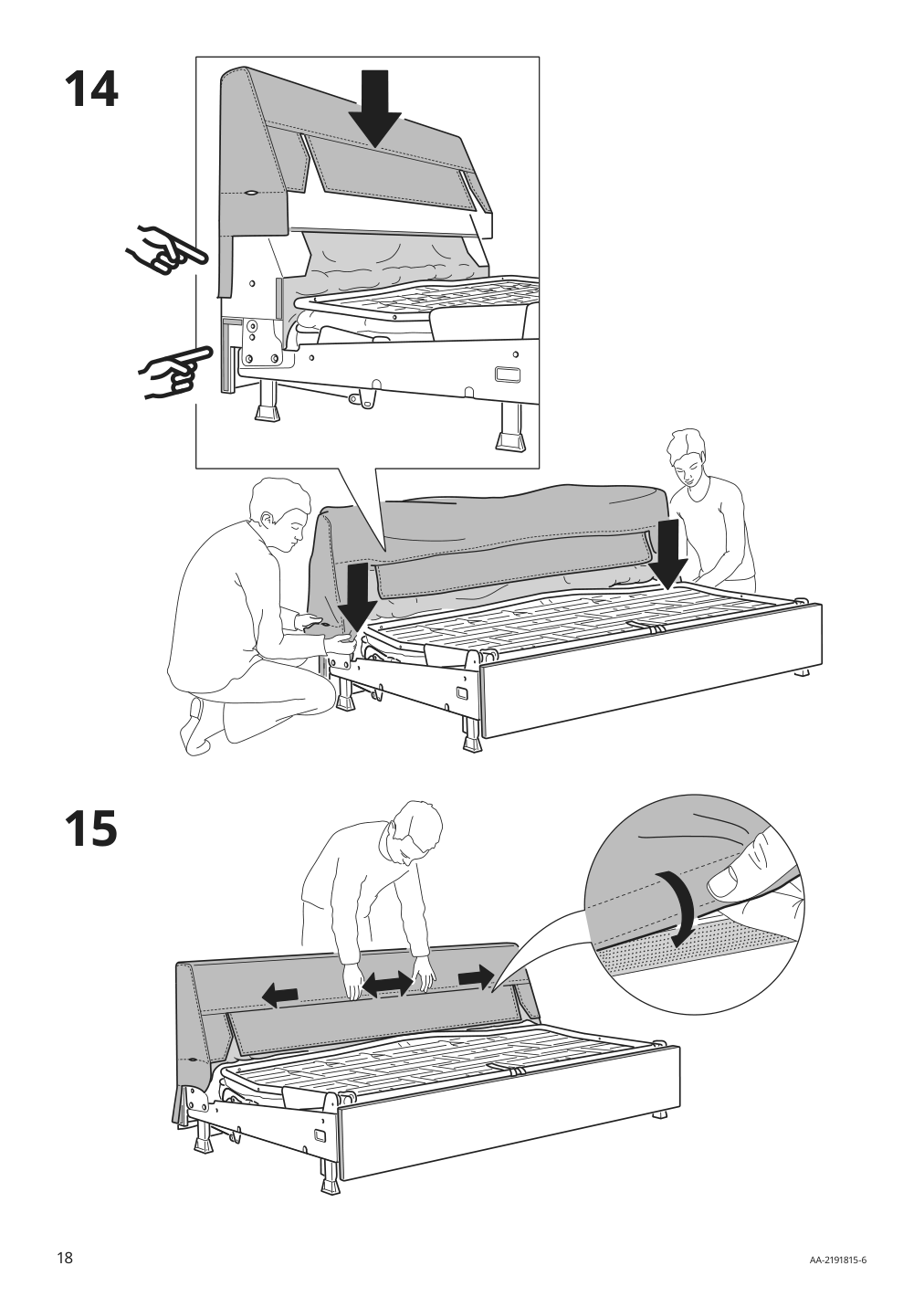 Assembly instructions for IKEA Finnala frame for loveseat sleeper section | Page 18 - IKEA FINNALA 3-seat sleeper sofa with chaise 095.756.92