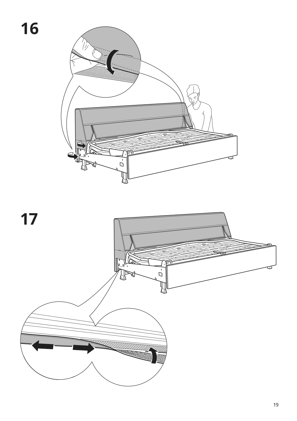 Assembly instructions for IKEA Finnala frame for loveseat sleeper section | Page 19 - IKEA FINNALA crnr sleeper sofa, 5-seat w chaise 095.756.73