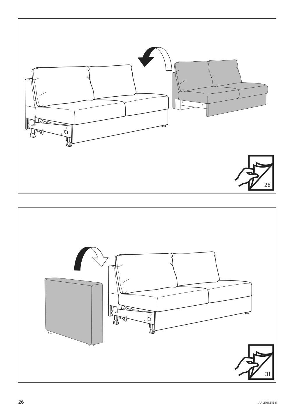 Assembly instructions for IKEA Finnala frame for loveseat sleeper section | Page 26 - IKEA FINNALA 3-seat sleeper sofa with chaise 095.756.92