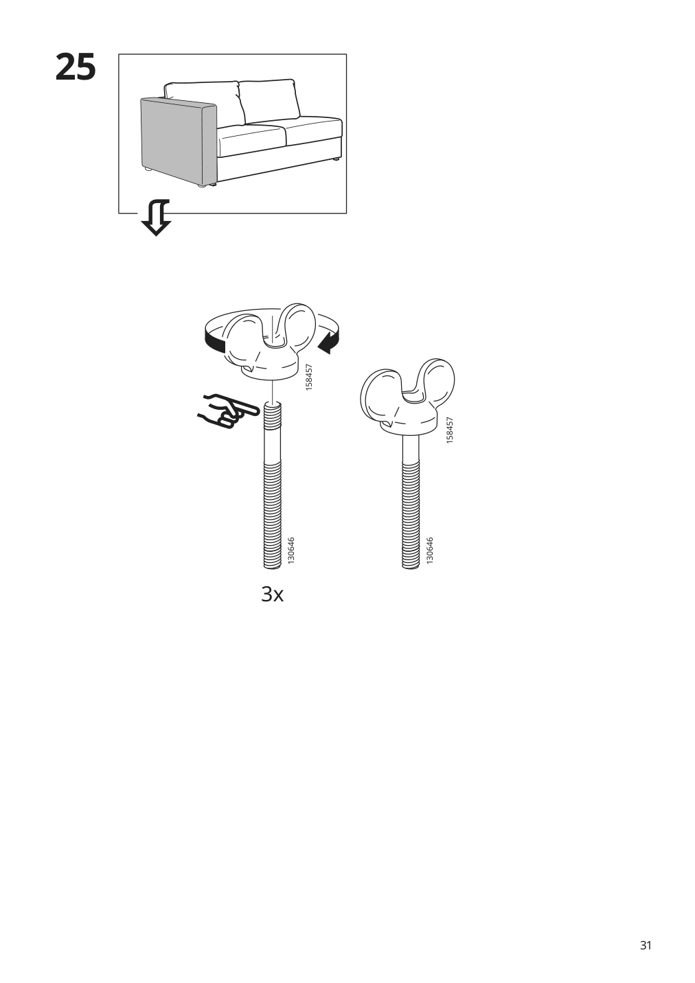 Assembly instructions for IKEA Finnala frame for loveseat sleeper section | Page 31 - IKEA FINNALA 3-seat sleeper sofa with chaise 095.756.92