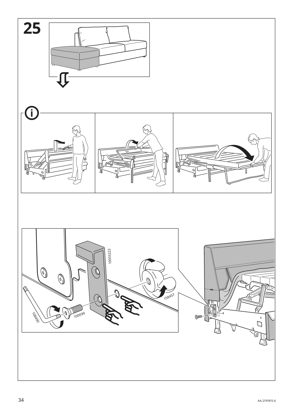 Assembly instructions for IKEA Finnala frame for loveseat sleeper section | Page 34 - IKEA FINNALA 3-seat sleeper sofa with chaise 495.756.90