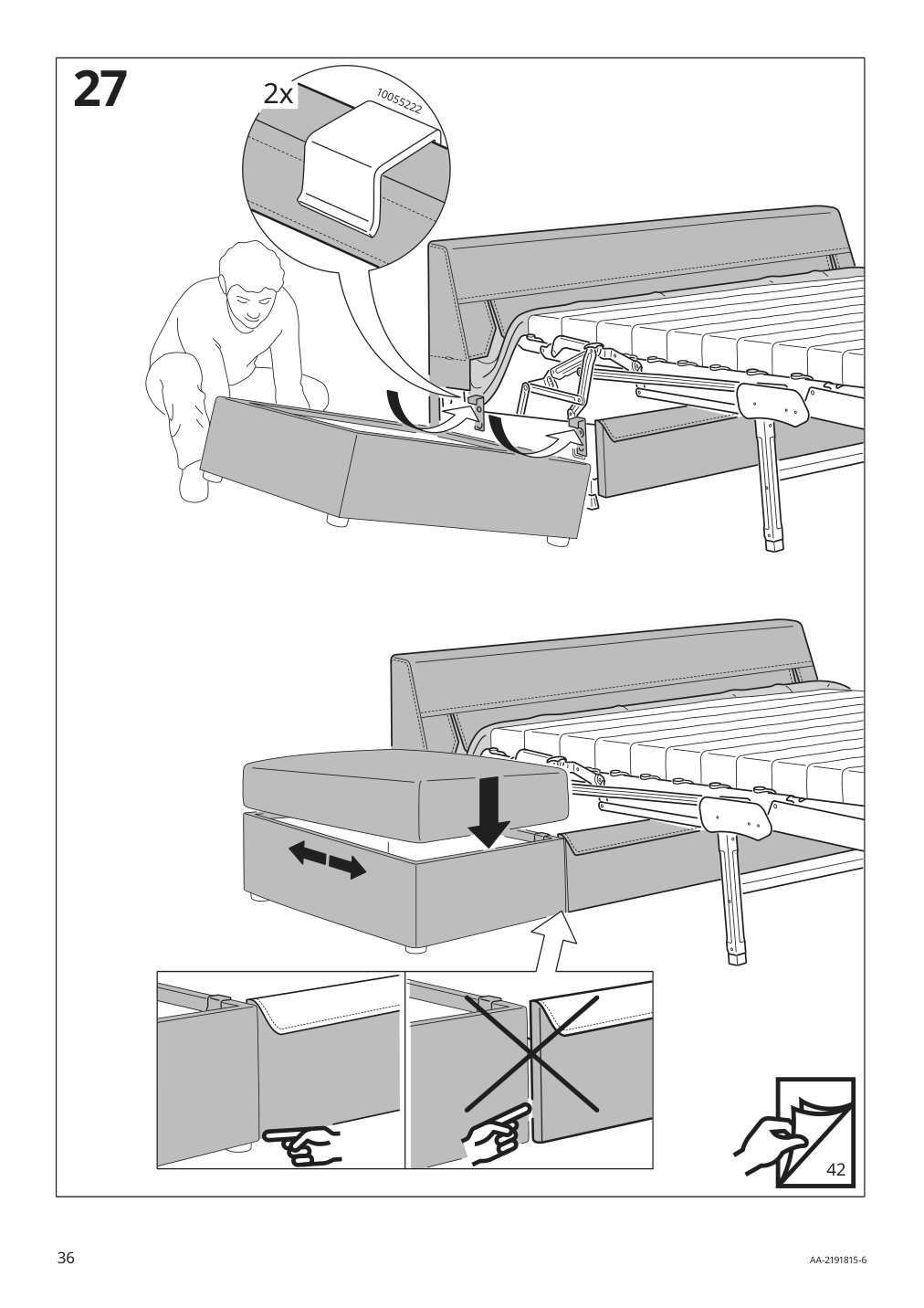 Assembly instructions for IKEA Finnala frame for loveseat sleeper section | Page 36 - IKEA FINNALA sleeper sofa 595.428.83