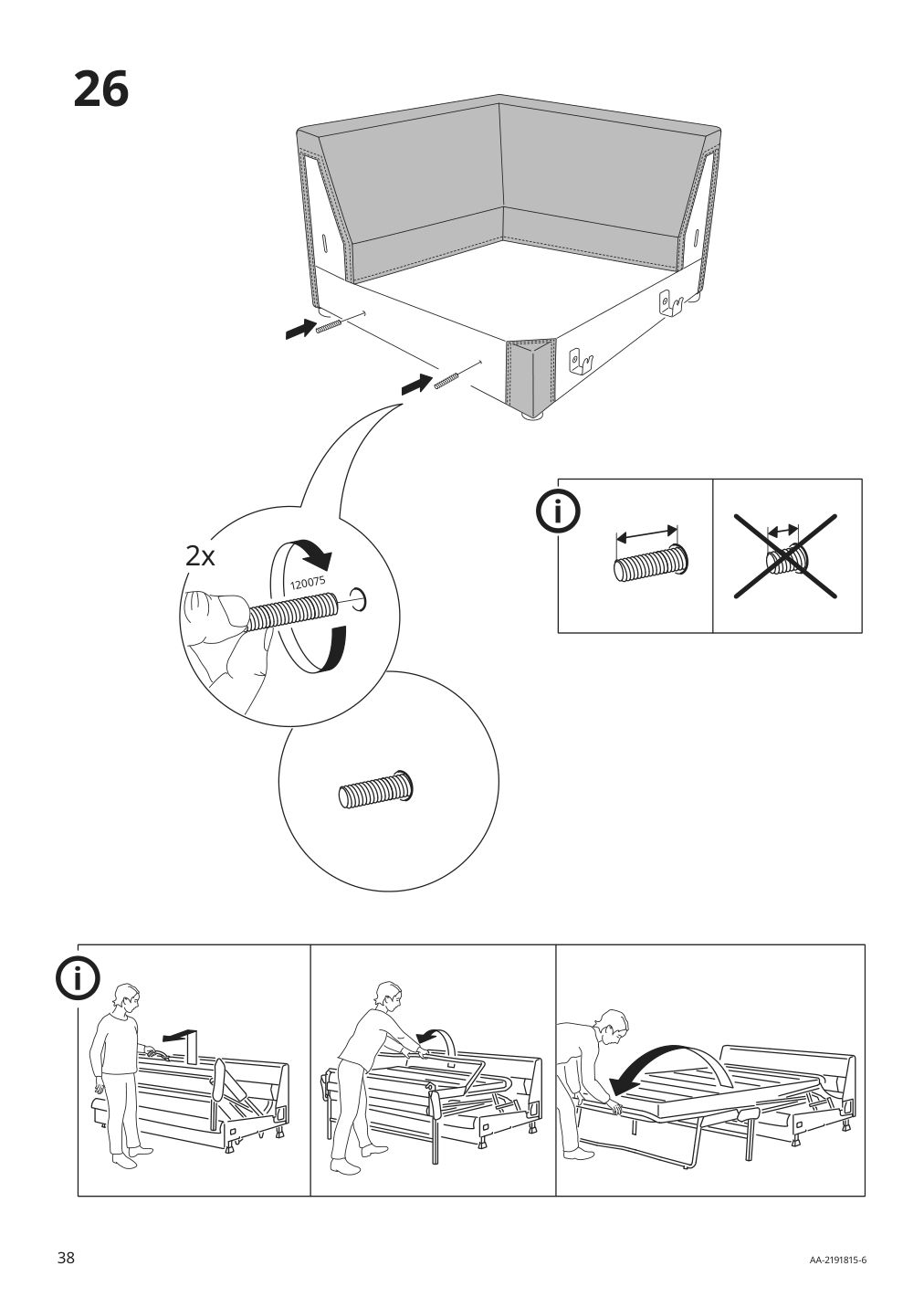 Assembly instructions for IKEA Finnala frame for loveseat sleeper section | Page 38 - IKEA FINNALA 3-seat sleeper sofa with chaise 495.756.90