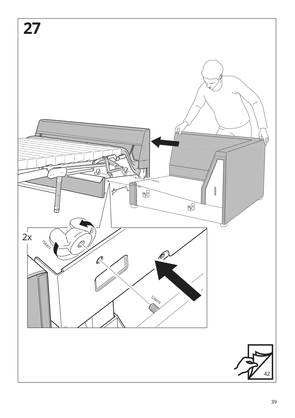 Assembly instructions for IKEA Finnala frame for loveseat sleeper section | Page 39 - IKEA FINNALA sleeper sofa 195.428.80