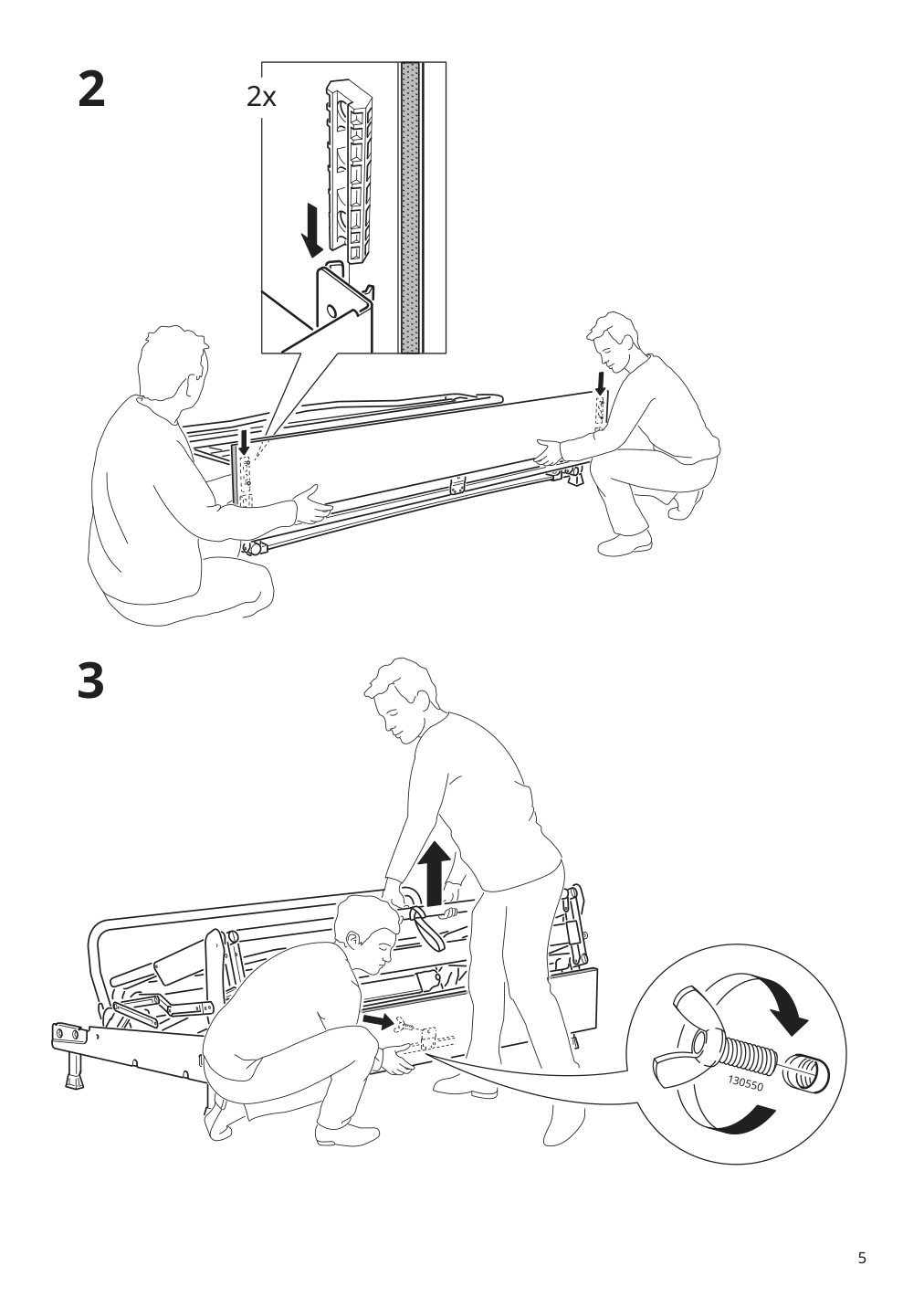 Assembly instructions for IKEA Finnala frame for loveseat sleeper section | Page 5 - IKEA FINNALA 3-seat sleeper sofa with chaise 495.756.90