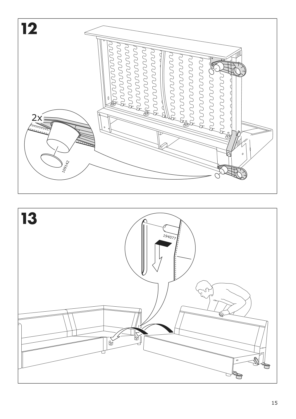 Assembly instructions for IKEA Finnala ottoman with storage grann bomstad black | Page 15 - IKEA FINNALA sectional, 4-seat corner 193.192.39