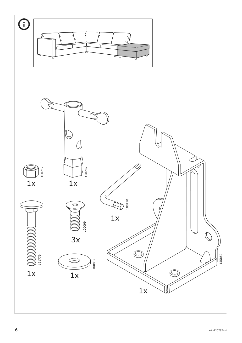 Assembly instructions for IKEA Finnala ottoman with storage grann bomstad black | Page 6 - IKEA FINNALA sectional, 4-seat corner 193.192.39