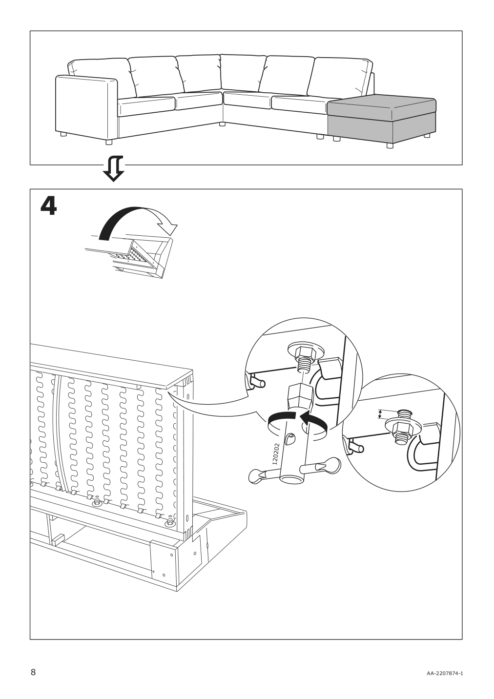 Assembly instructions for IKEA Finnala ottoman with storage grann bomstad black | Page 8 - IKEA FINNALA sectional, 4-seat corner 193.192.39