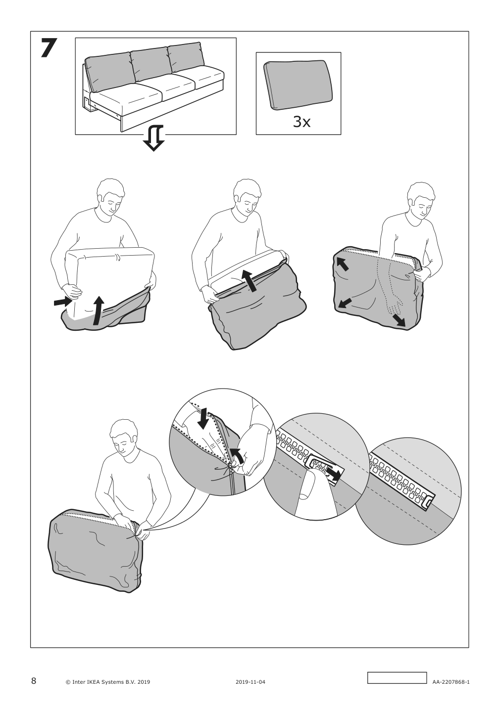 Assembly instructions for IKEA Finnala sofa section grann bomstad golden brown | Page 8 - IKEA FINNALA sectional, 4-seat with chaise 395.757.37