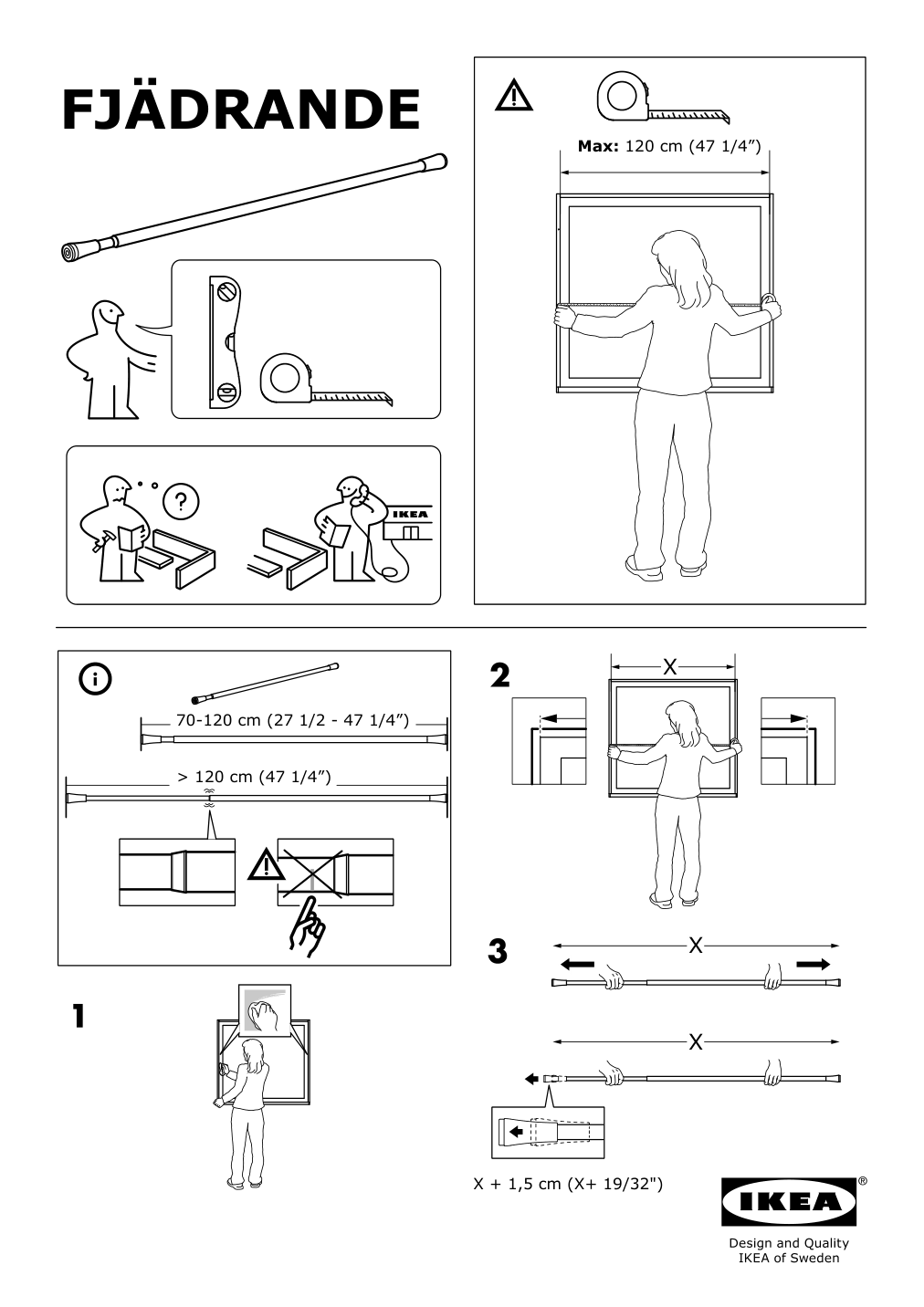 Assembly instructions for IKEA Fjaedrande curtain rod black | Page 1 - IKEA FJÄDRANDE curtain rod 004.163.15