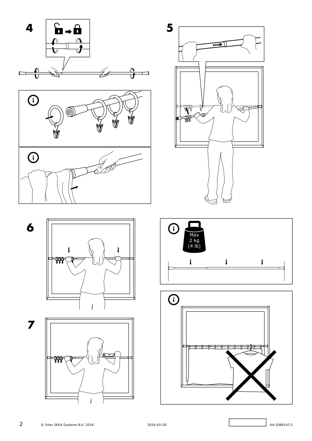 Assembly instructions for IKEA Fjaedrande curtain rod black | Page 2 - IKEA FJÄDRANDE curtain rod 004.163.15