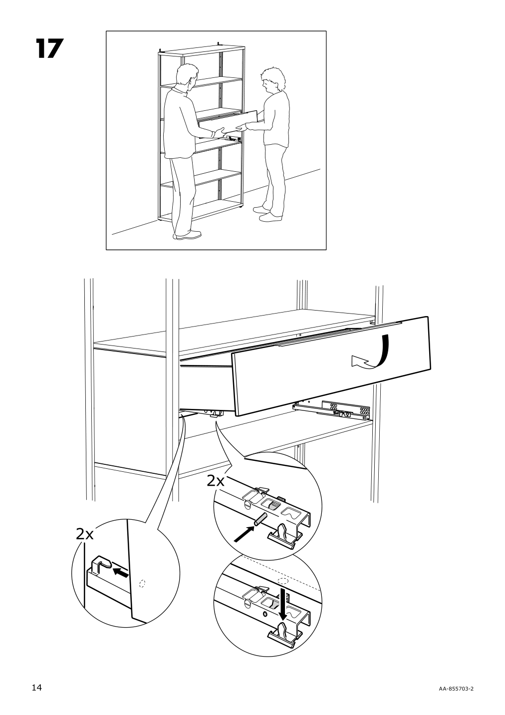 Assembly instructions for IKEA Fjaelkinge chest of drawers with 2 drawers white | Page 14 - IKEA FJÄLKINGE shelf unit with drawers 199.318.65