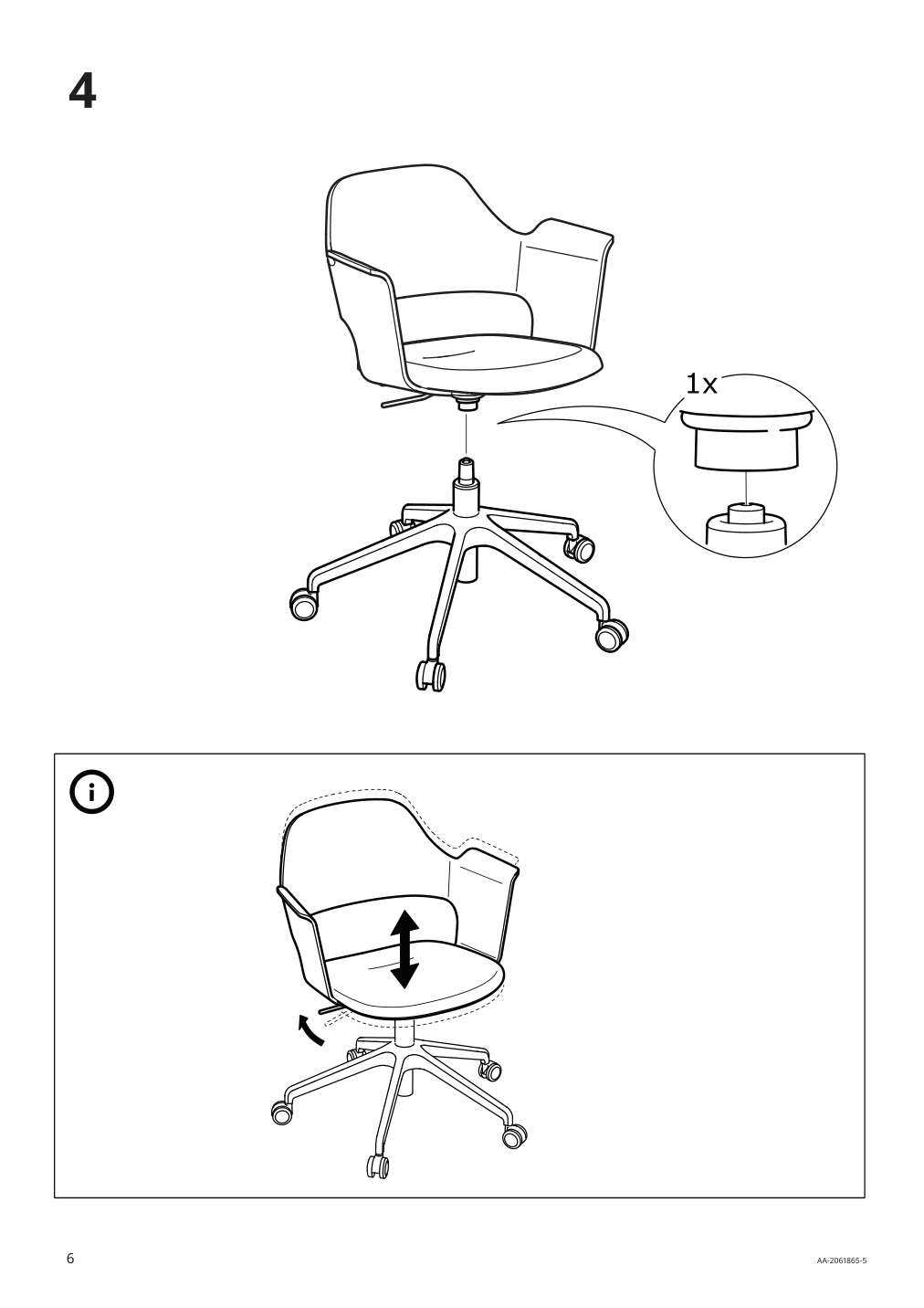 Assembly instructions for IKEA Fjaellberget conference chair with casters black stained ash veneer gunnared dark gray | Page 6 - IKEA RIDSPÖ / FJÄLLBERGET desk and chair 095.030.25