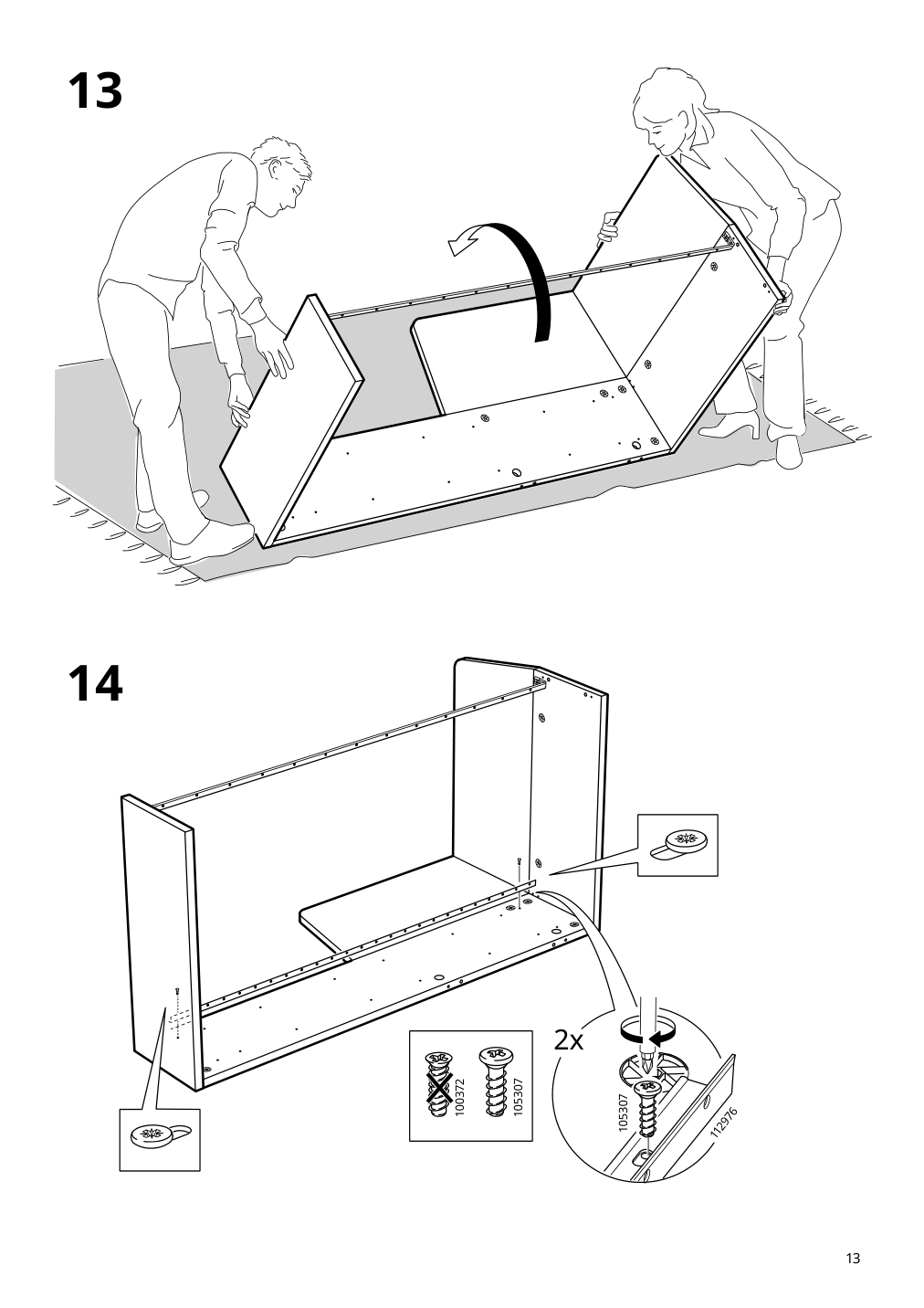 Assembly instructions for IKEA Flekke daybed frame with 2 drawers black brown | Page 13 - IKEA FLEKKE daybed with 2 drawers/2 mattresses 094.280.31