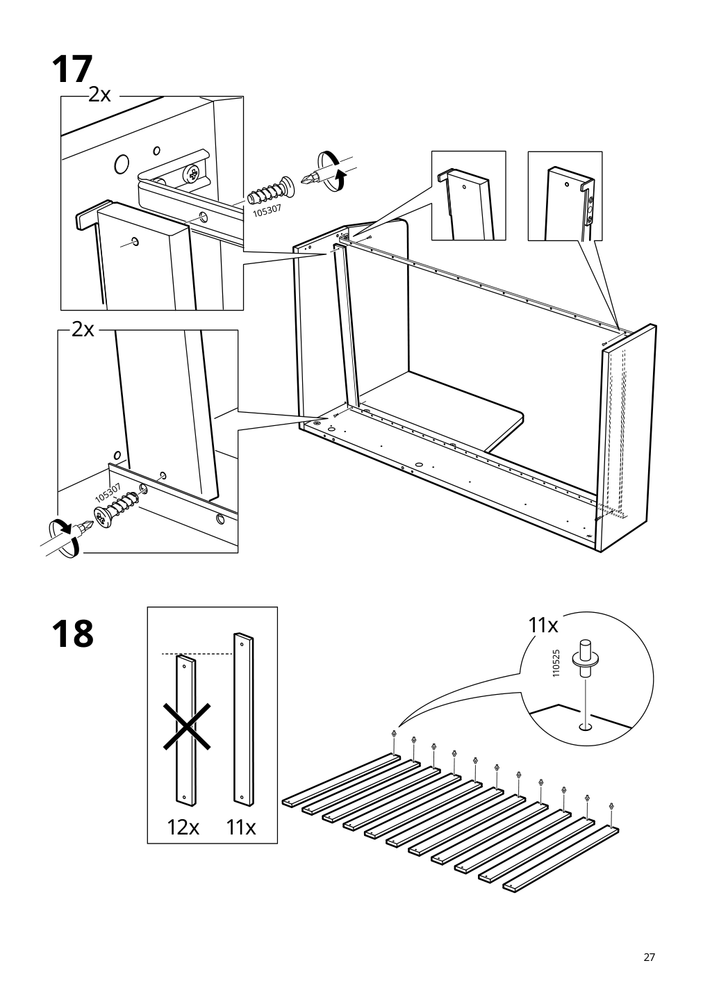 Assembly instructions for IKEA Flekke daybed frame with 2 drawers black brown | Page 27 - IKEA FLEKKE daybed with 2 drawers/2 mattresses 094.280.31