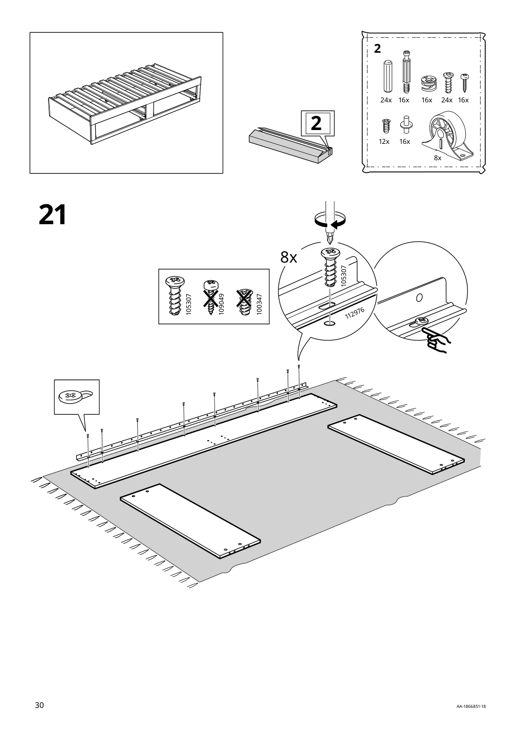 Assembly instructions for IKEA Flekke daybed frame with 2 drawers black brown | Page 30 - IKEA FLEKKE daybed with 2 drawers/2 mattresses 094.280.31